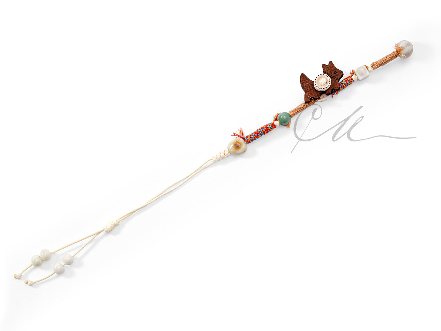 Little Paw – Wooden Cartoon Dog Handwoven Bracelet|Adjustable Cord with Ceramic Beads