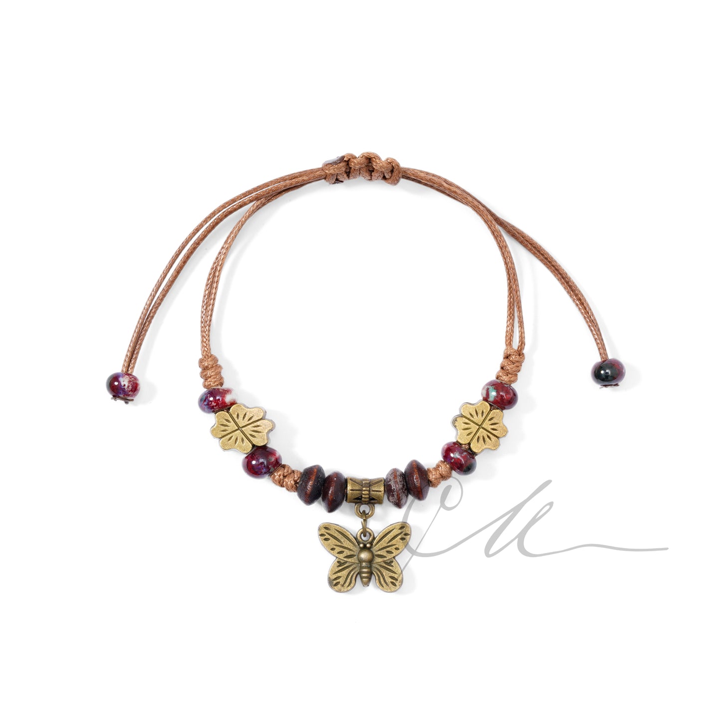Tavia | Handmade Butterfly Charm Macramé Bracelet – Earth Tones