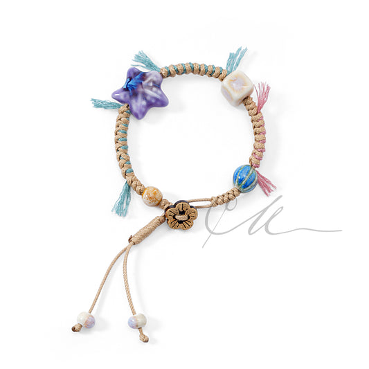 Luma | Purple Starfish & Blossom Knot Bracelet – Tibetan Style Handwoven Jewelry