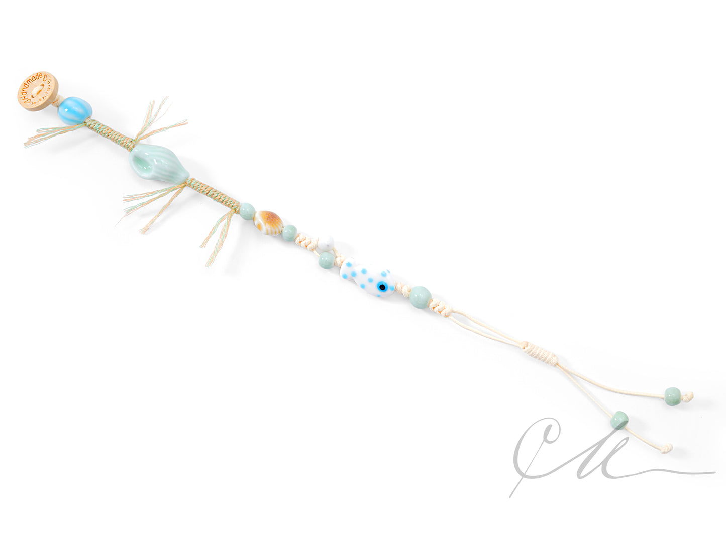 Naya | Handmade Ceramic Conch & Shell Tibetan Cord Bracelet – Fresh Summer Style