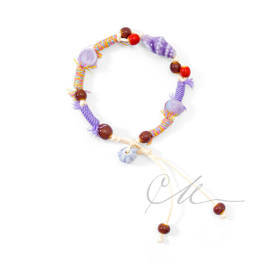 Lila | Handmade Ceramic Conch Tibetan Cord Bracelet – Dreamy Lilac Tones