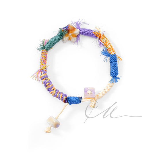 Mira | Handmade Ceramic Star Tibetan Cord Bracelet – Celestial Blues & Greens