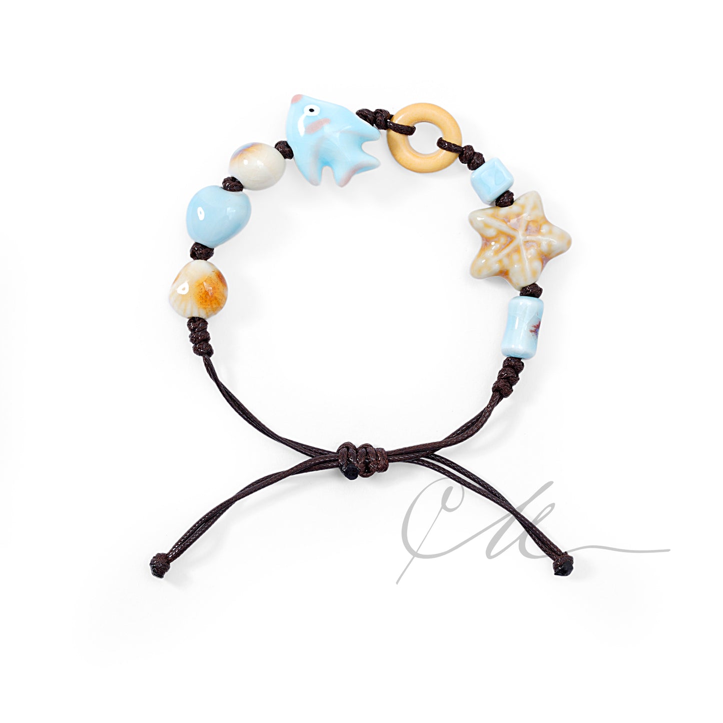 Lilo | Handmade Blue Ceramic Fish Bracelet – Minimal Coastal Style, Waterproof Cord