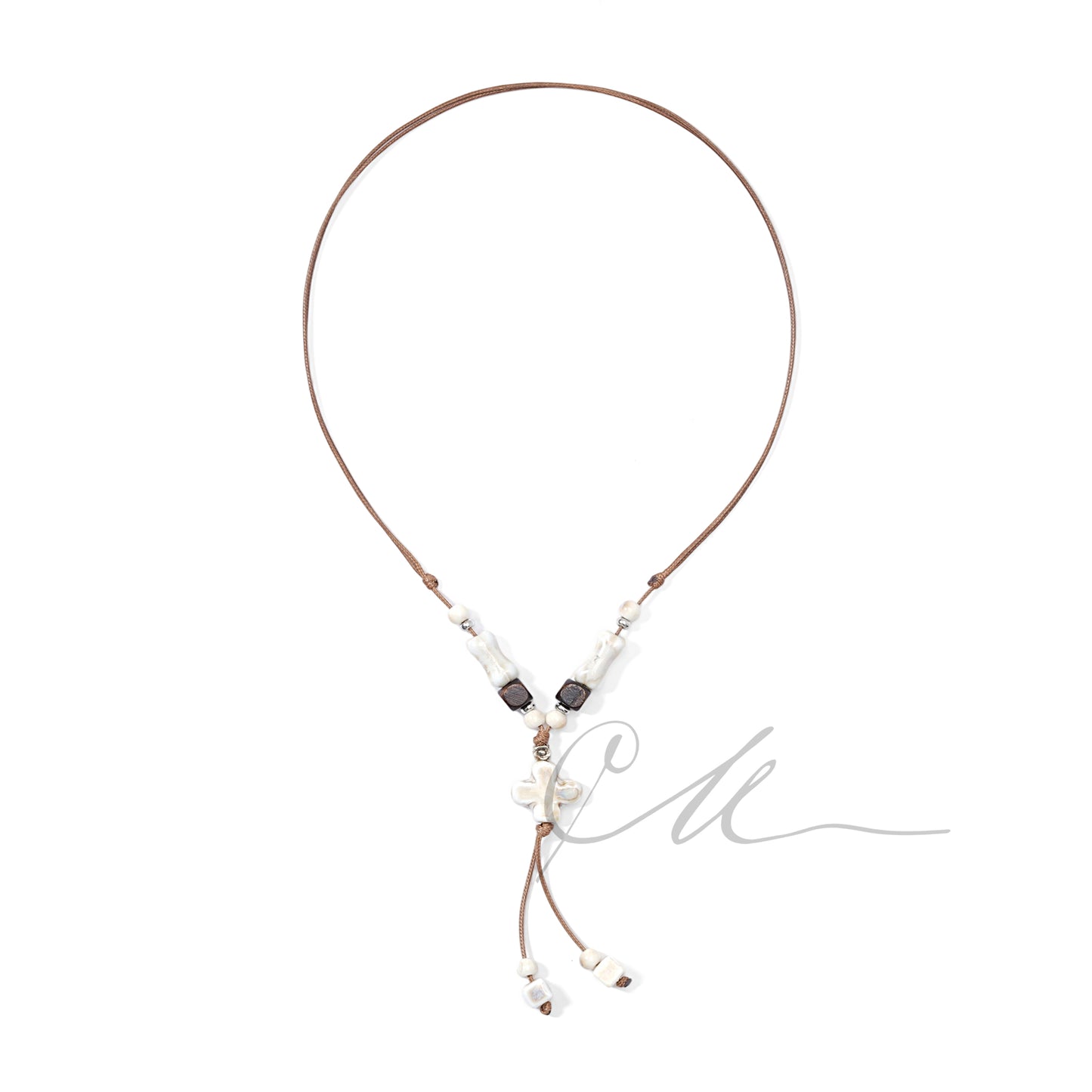 Tazha | Handmade Tribal-Inspired Ceramic Pendant Necklace – Earth Brown Tones