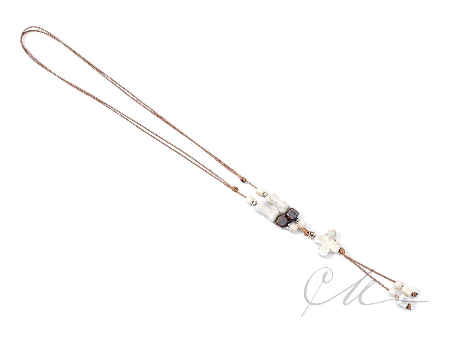 Tazha | Handmade Tribal-Inspired Ceramic Pendant Necklace – Earth Brown Tones