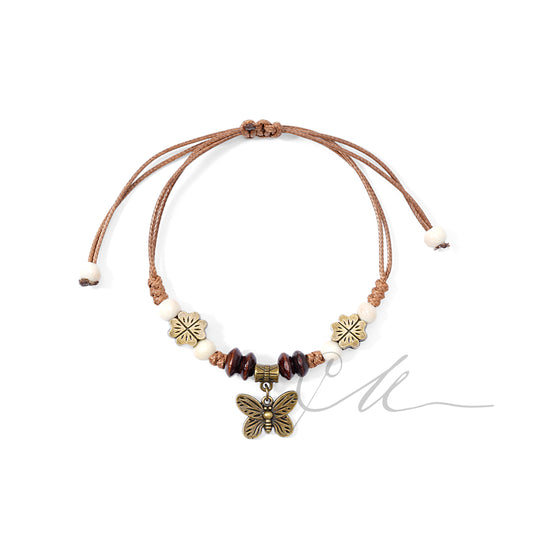 Tavia | Handmade Butterfly Charm Macramé Bracelet – Earth Tones