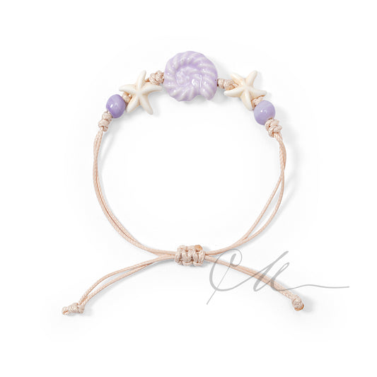 Corille | Handmade Lilac Spiral Shell & Starfish Bracelet