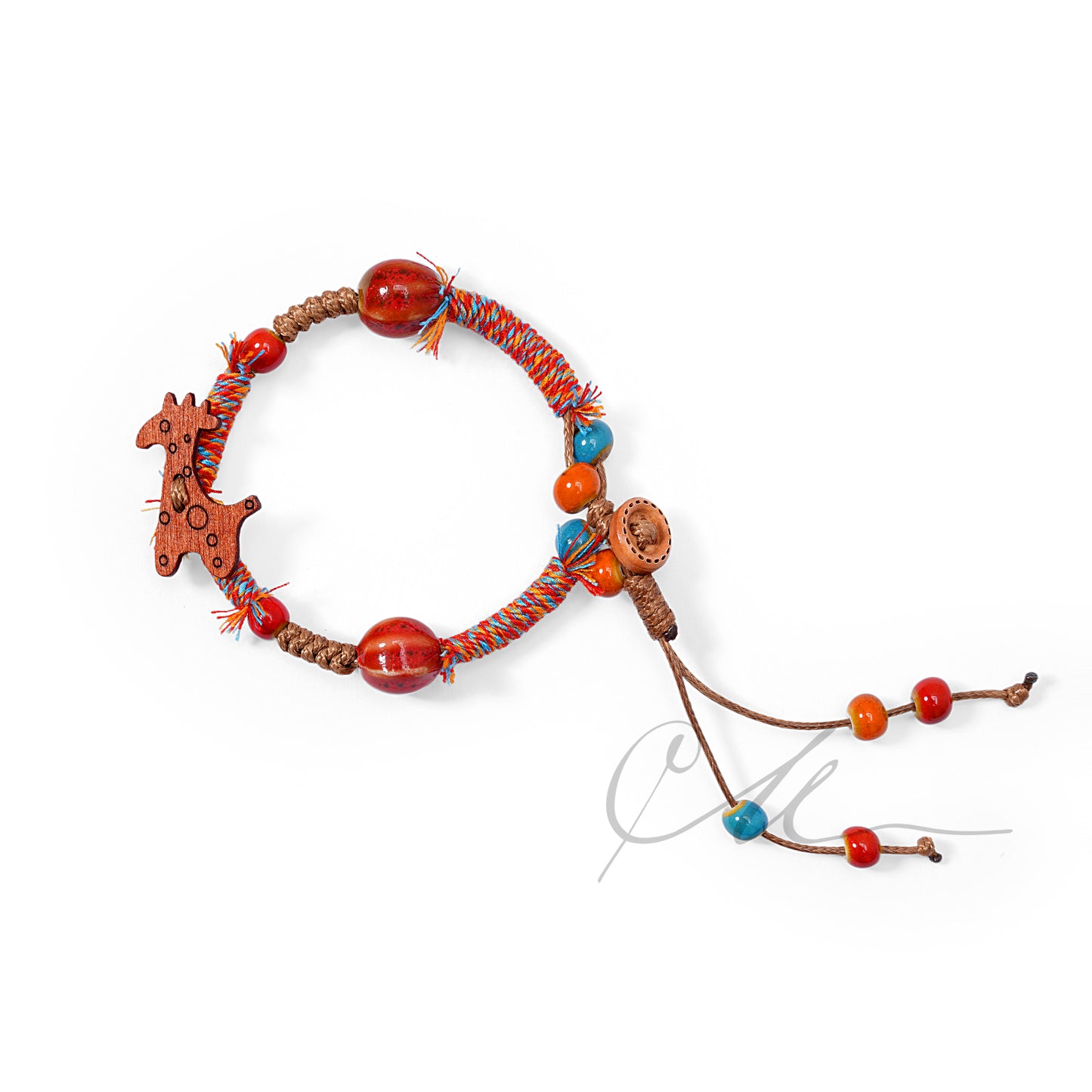 Yarra | Handmade Red Ceramic & Wood Moose Charm Bracelet