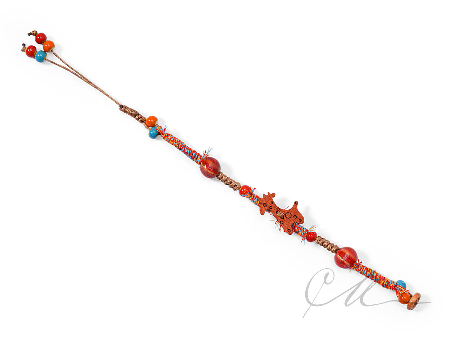 Yarra | Handmade Red Ceramic & Wood Moose Charm Bracelet