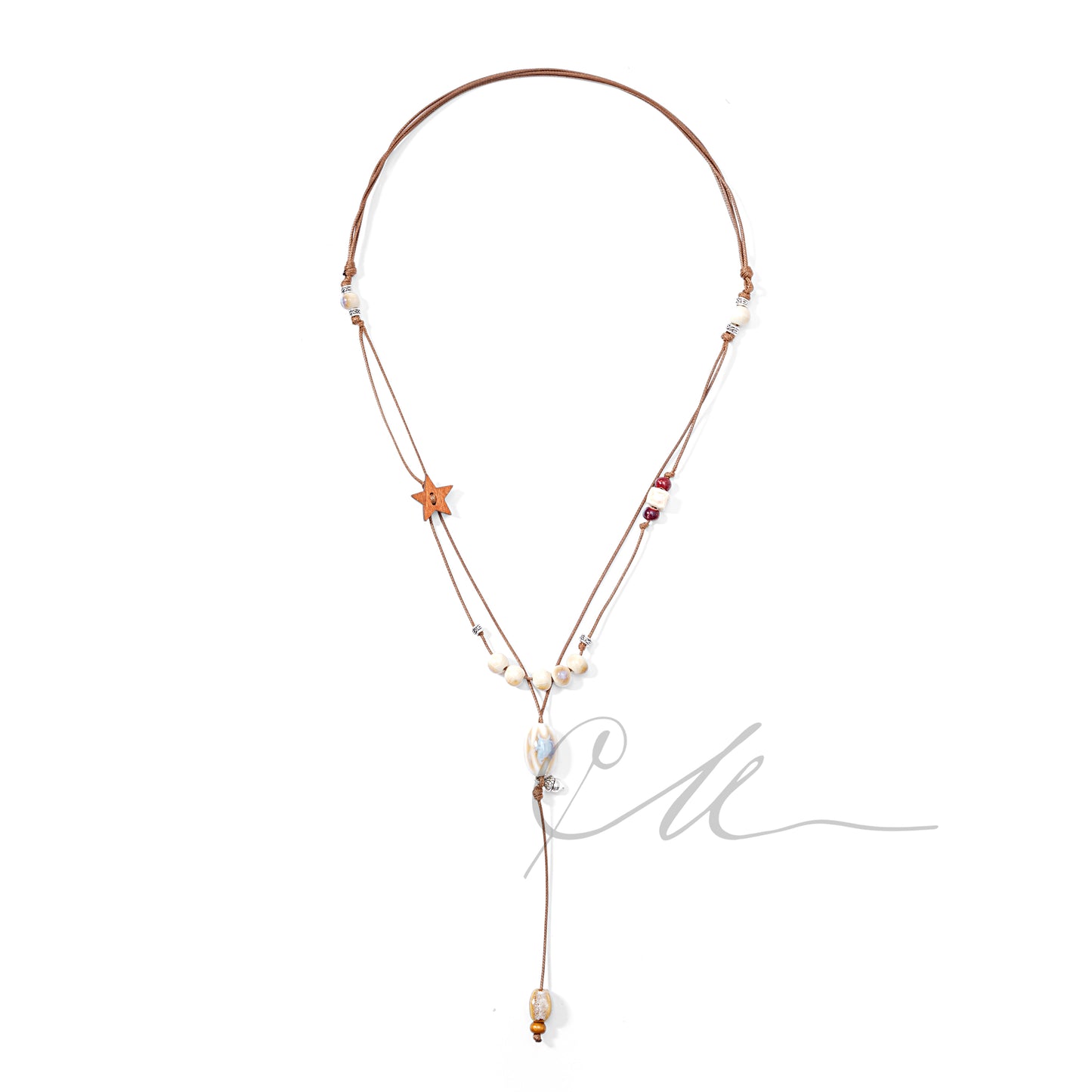 Vara | Handmade Star & Ceramic Drop Necklace – Double Cord