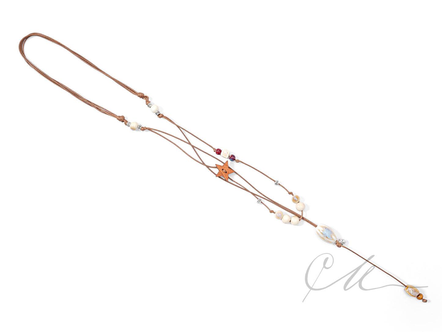 Vara | Handmade Star & Ceramic Drop Necklace – Double Cord