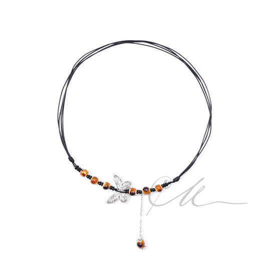 Arvia | Minimalist Butterfly Necklace with Ceramic Beads