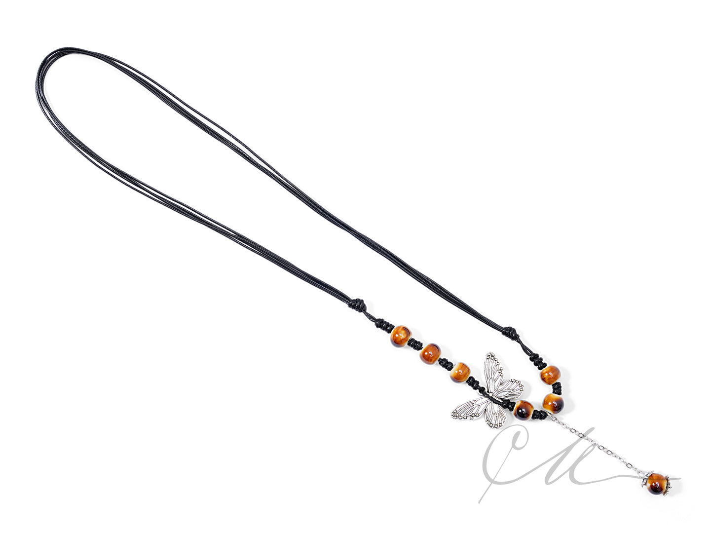 Arvia | Minimalist Butterfly Necklace with Ceramic Beads